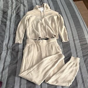 Amazon Essentials Women's Beige Hoodie and Jogger Set